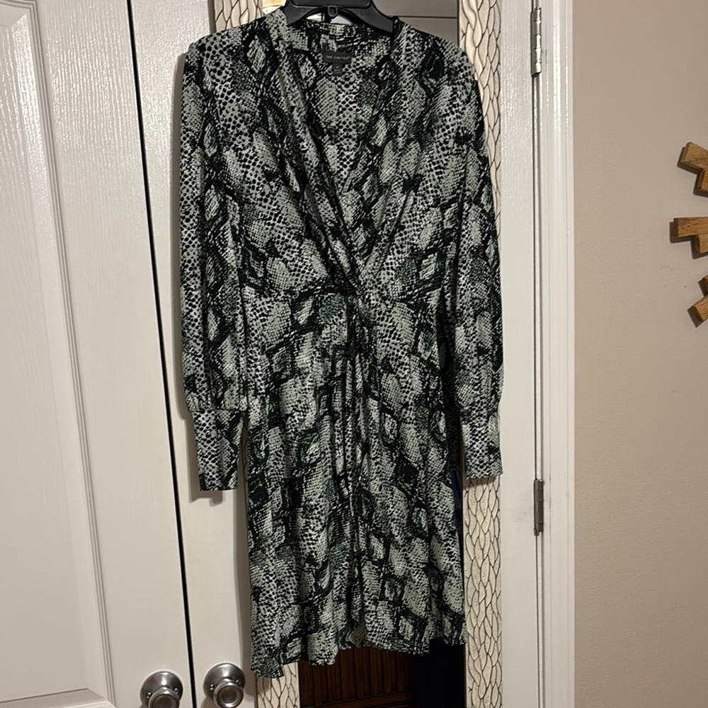 The Limited Black and Blue Sheath Dress with Bishop Sleeves